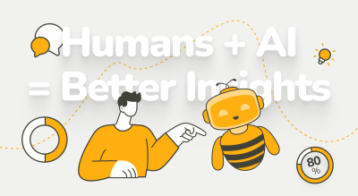 Illustration says Humans + AI = Better Insights.