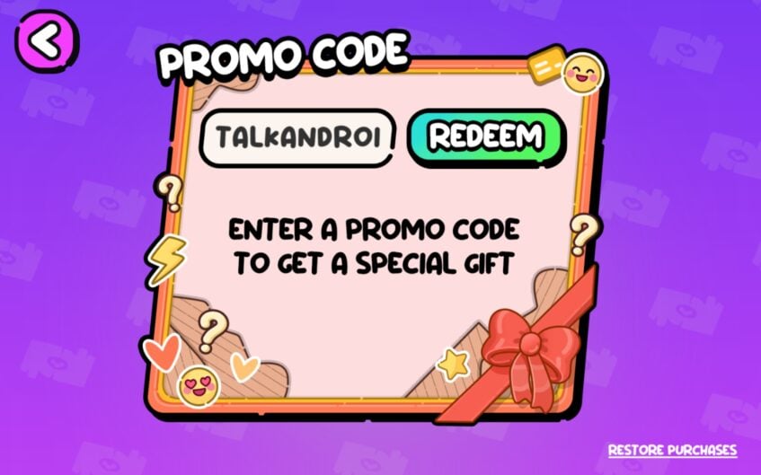 Redeem codes example