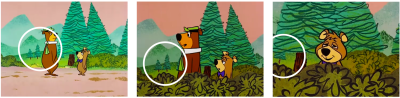 The Yogi Bear Show paintings with the same trees