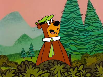 Yogi Bear wearing a collar