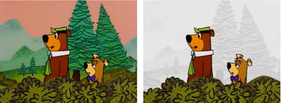 The Yogi Bear Show paintings with layered foreground elements