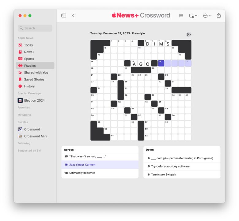 Crosswords on Mac Crosswords on Mac