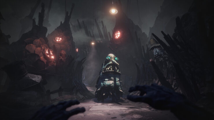the midnight walk - a long-nosed, snaggle-toothed creature bars your path on a narrow stony road.