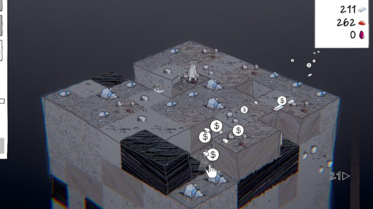 Hollowspire - A handful of miners toil away in holes in a dark mine.
