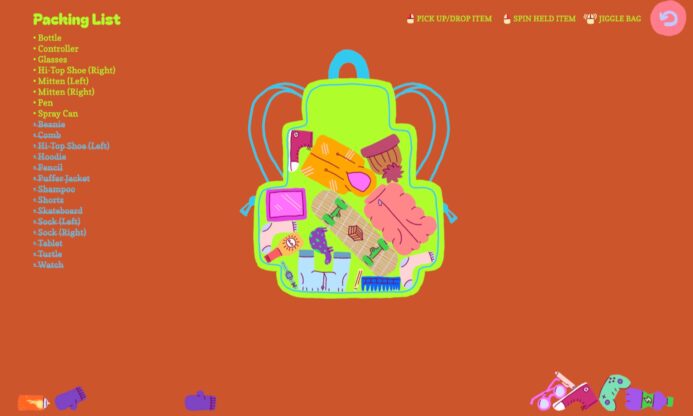 Snug - a jumble of skateboards and tablets inside of a green bookbag.