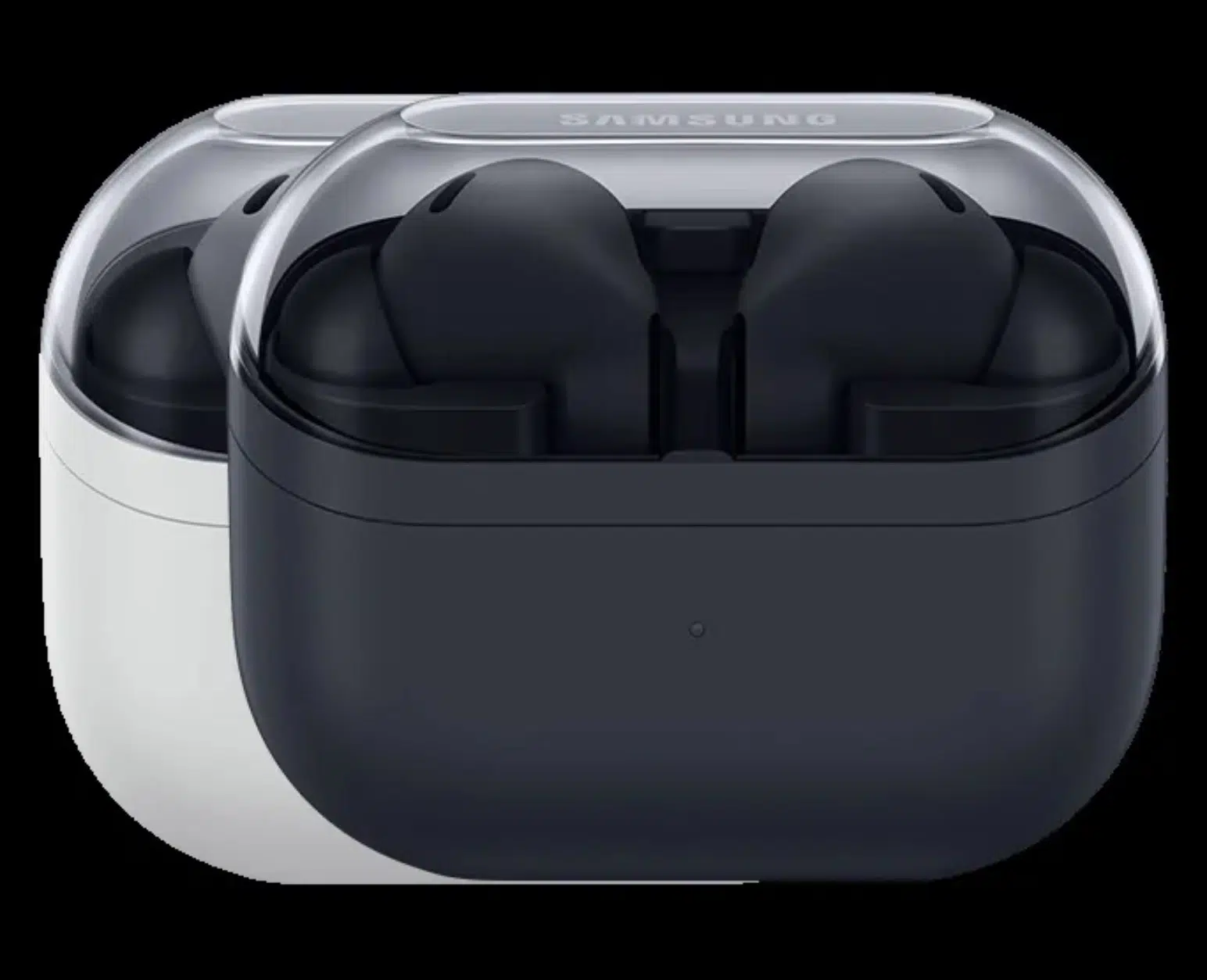Galaxy Buds 3 FE in black and white renders