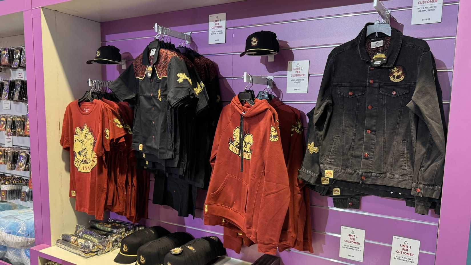 A portion of the Rockabilly merchandise line at the Pokémon Center at the World Championship Series.