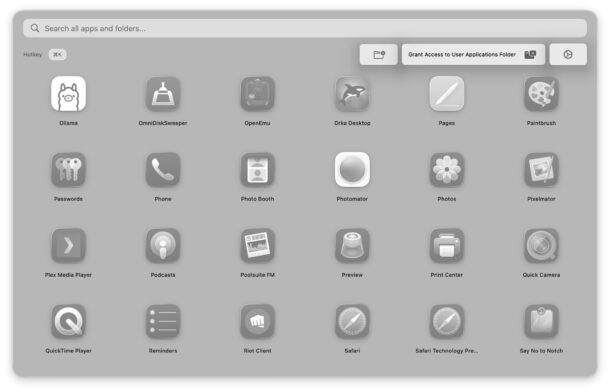 Launchie is a free Launchpad alternative for Tahoe
