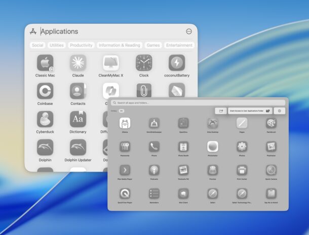If you miss LaunchPad on MacOS Tahoe here is how to use the new version and an alternative