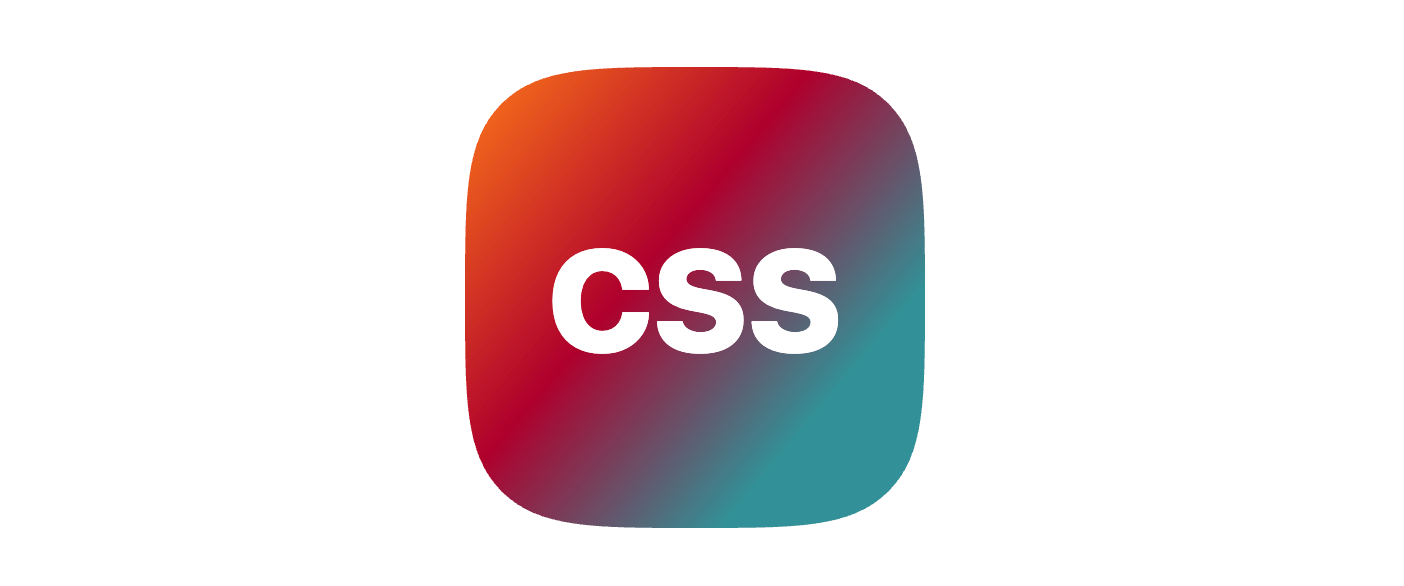 Squircle shaped box filled with a linear gradient that goes from orange to blue with white text on top that says ‘CSS’.