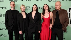 NEW YORK, NEW YORK - SEPTEMBER 30: (L-R) Joachim Trier, Elle Fanning, Inga Ibsdotter Lilleaas, Renate Reinsve and Stellan Skarsgård attend the "Sentimental Value" Red Carpet during the 63rd New York Film Festival at Alice Tully Hall, Lincoln Center on September 30, 2025 in New York City. (Photo by Theo Wargo/WireImage)
