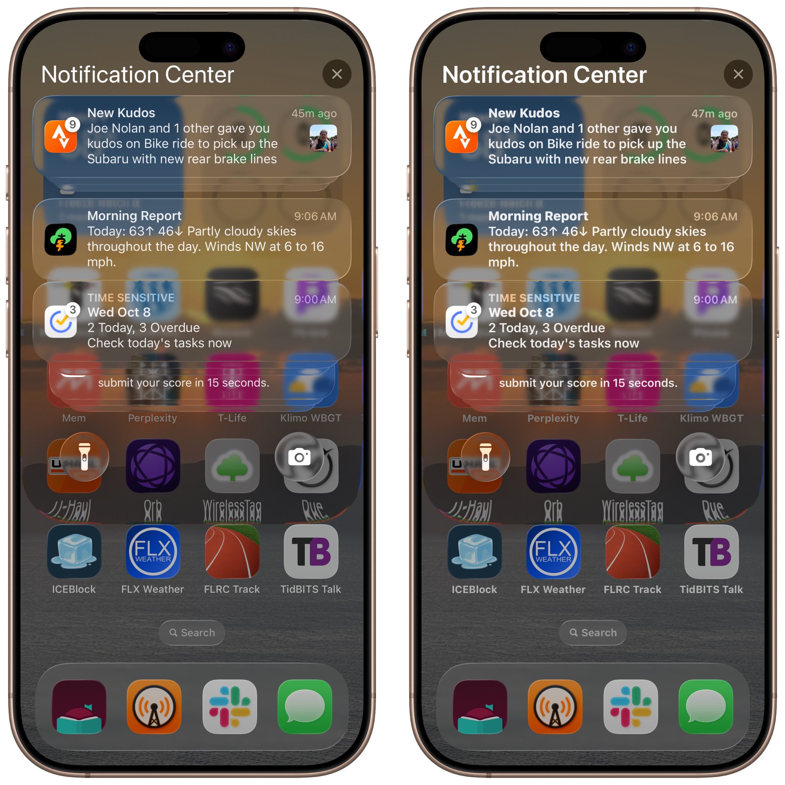 iOS Liquid Glass example Bold Text