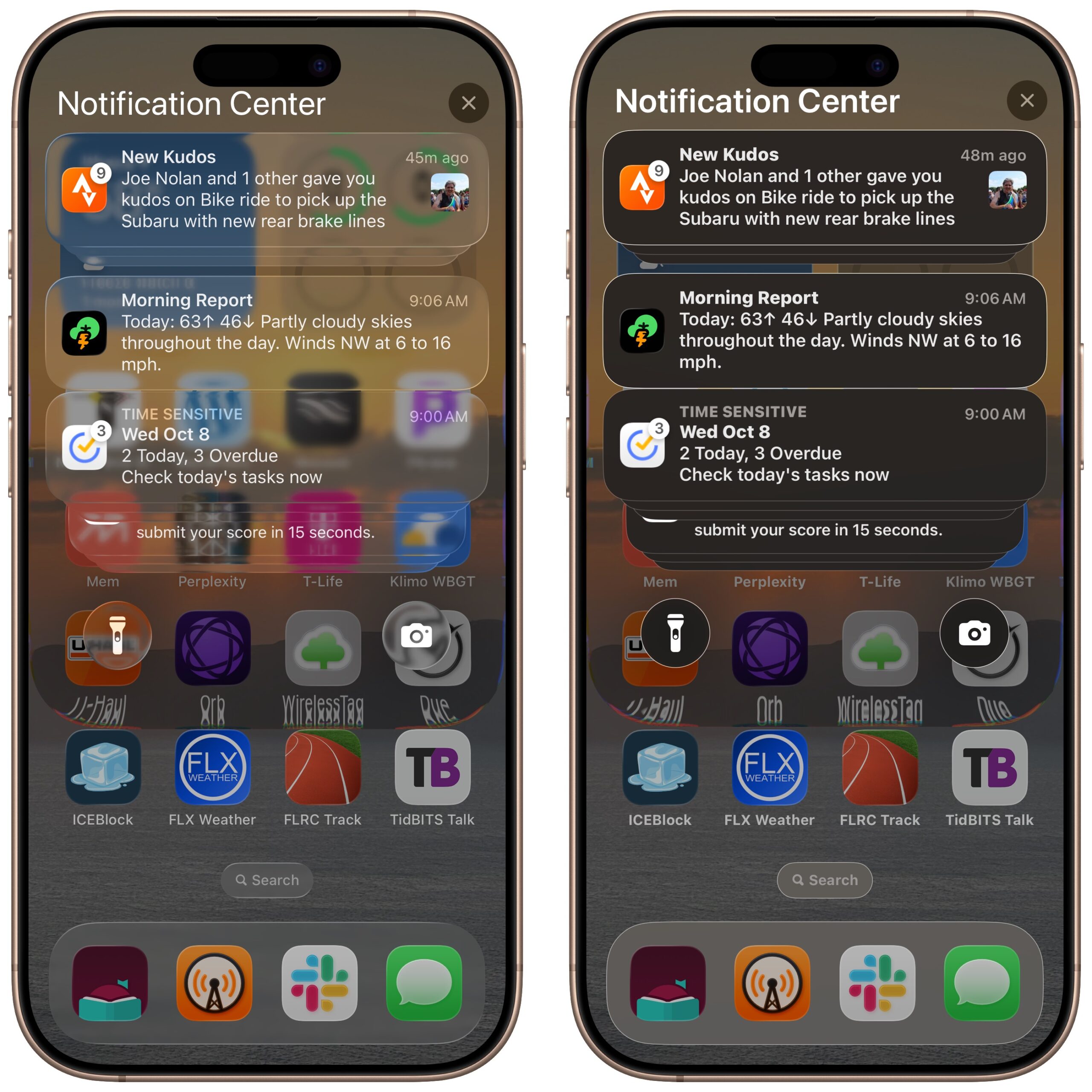 iOS Liquid Glass example Reduce Transparency Bold Text Increase Contrast
