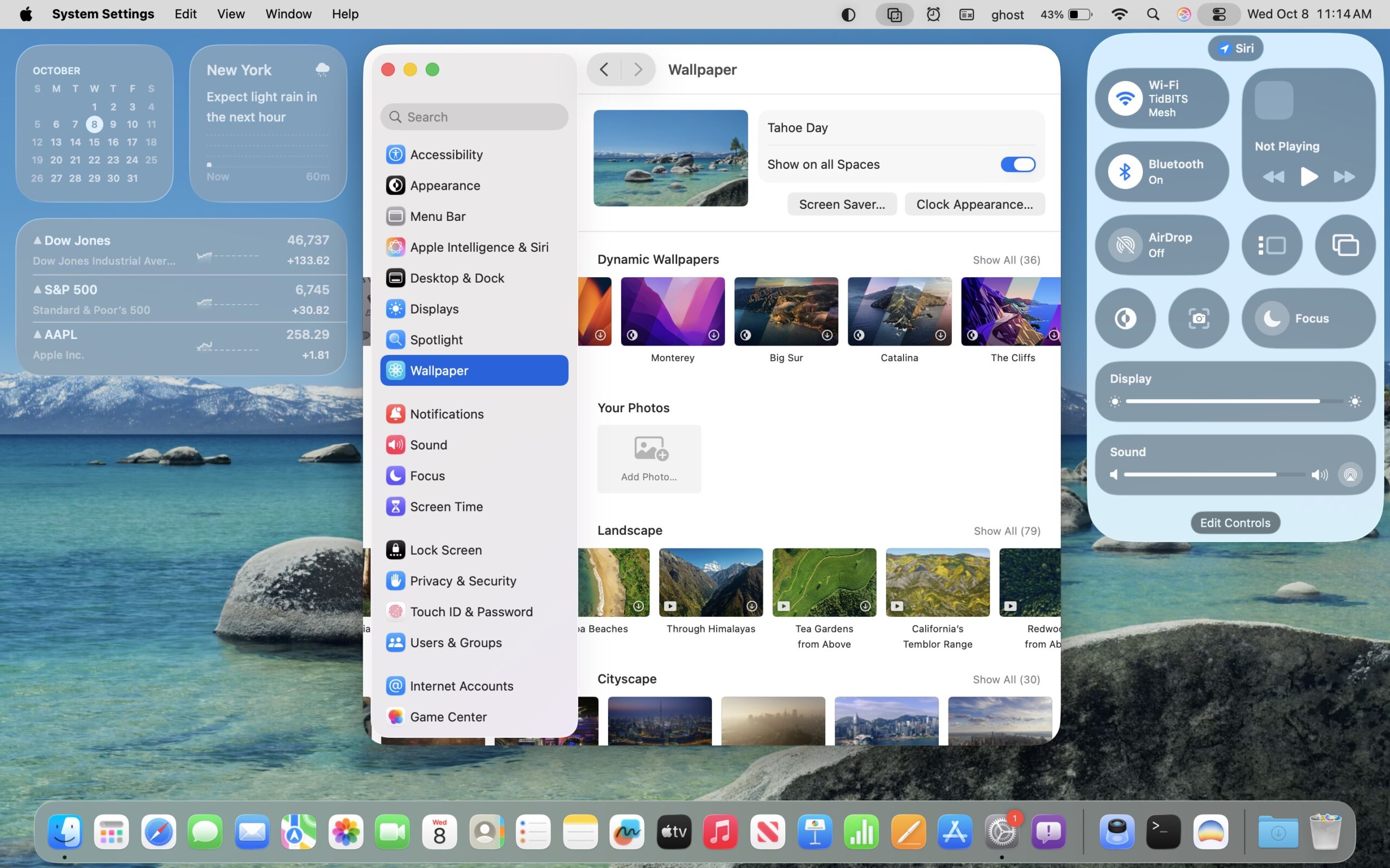 macOS Liquid Glass example Reduce Transparency