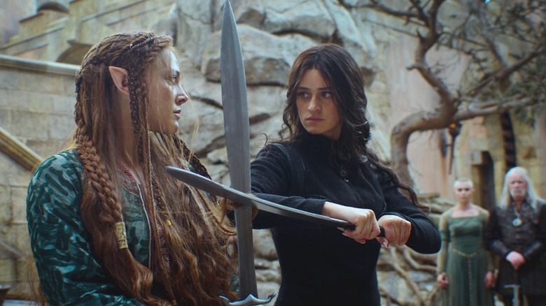 Yennefer clashes swords with Fringilla in Season 4 of The Witcher