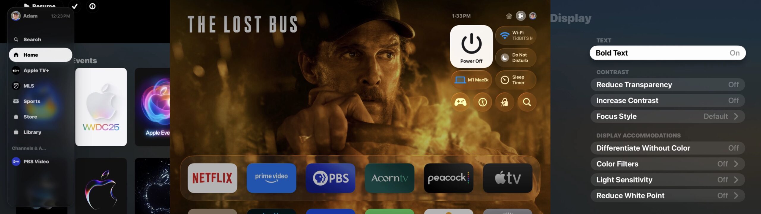 tvOS Liquid Glass example Bold Text