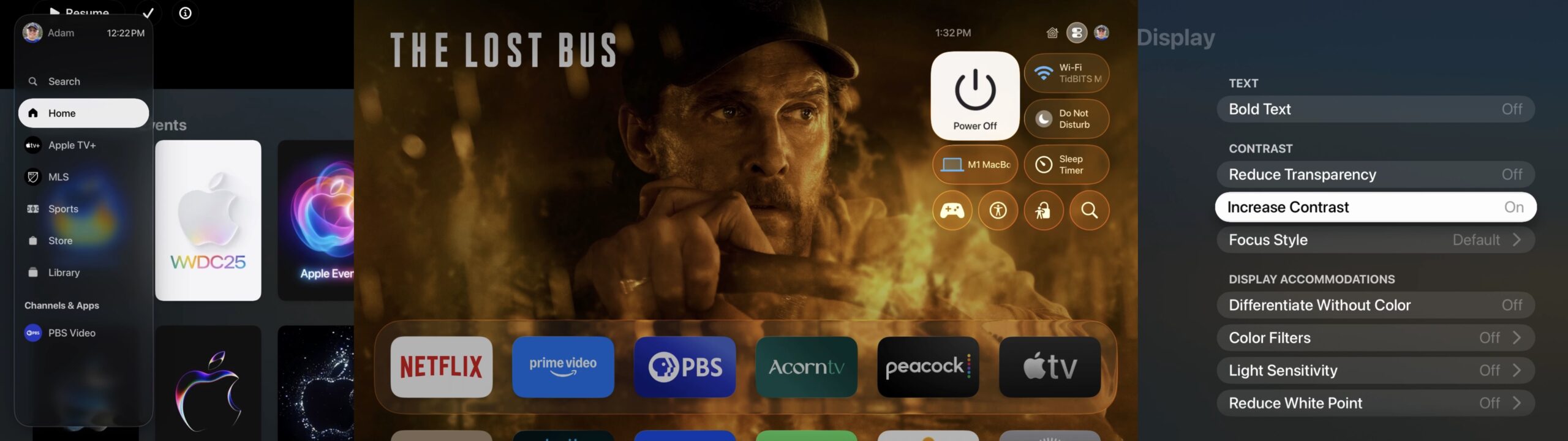 tvOS Liquid Glass example Increase Contrast