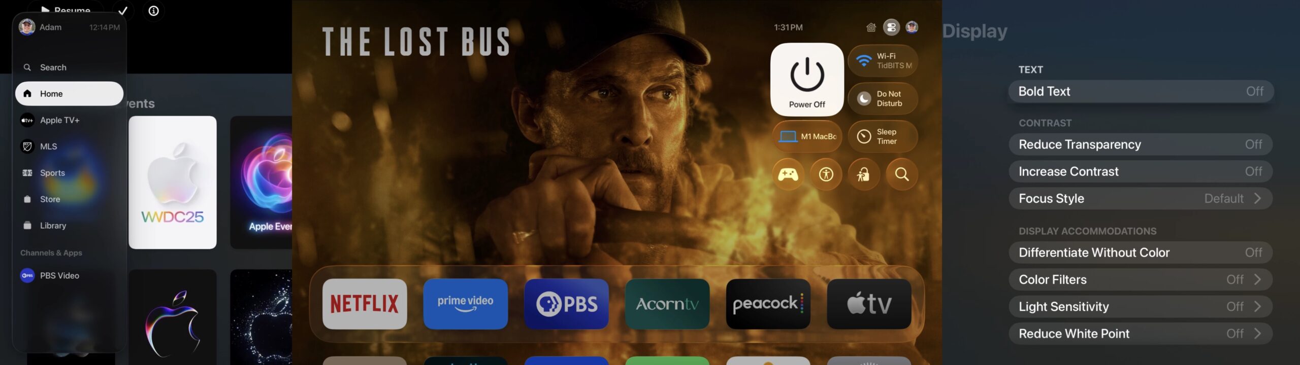 tvOS Liquid Glass example default settings