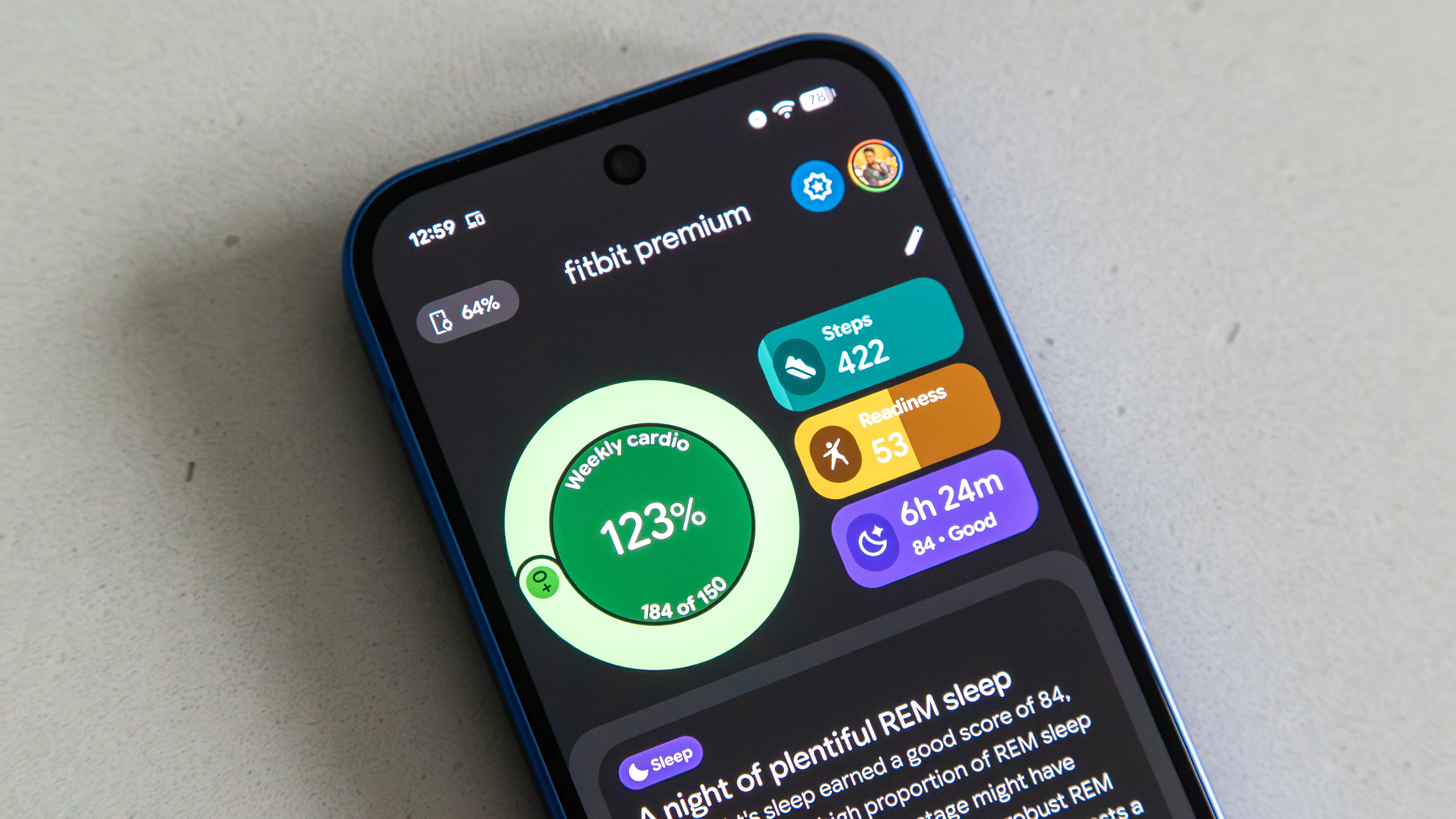 Fitbit personal health coach Today tab focus metrics