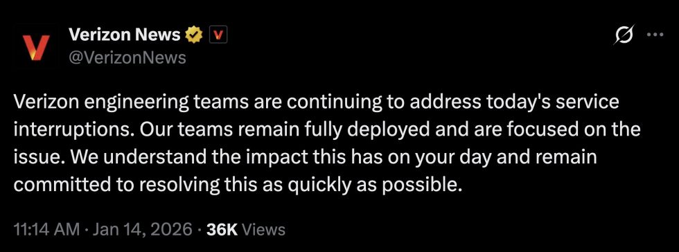 Verizon service outage