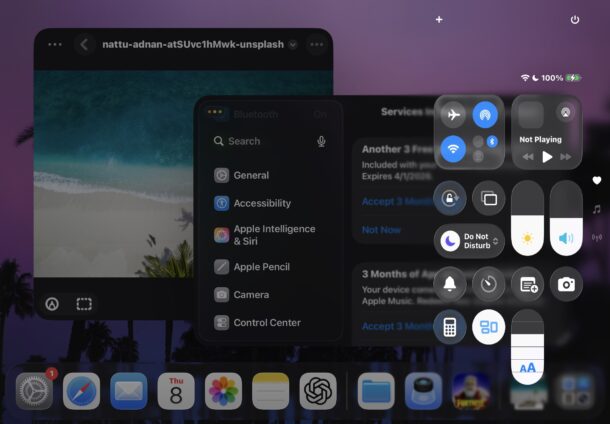 iPadOS 26 windowed apps and control center