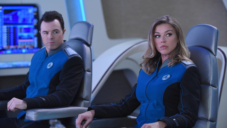 Commander Grayson with Captain Mercer behind her in The Orville