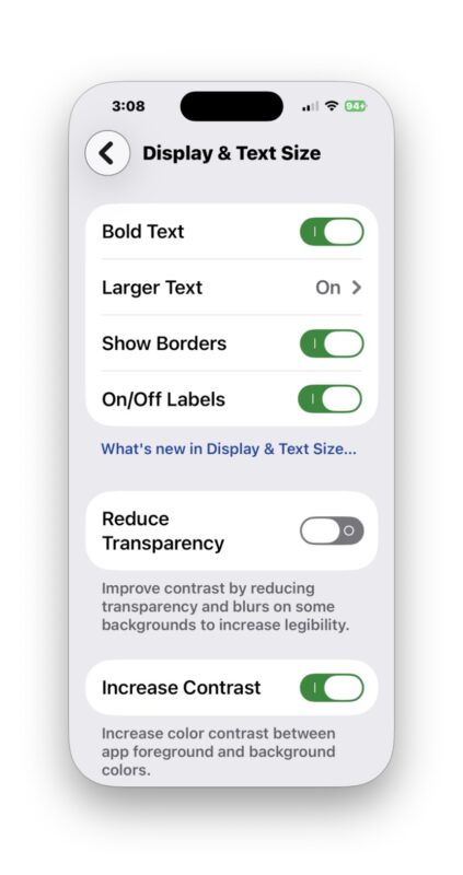 Show Borders on iPhone is an accessibility setting that can make interface elements of Liquid Glass much easier to use and differentiate